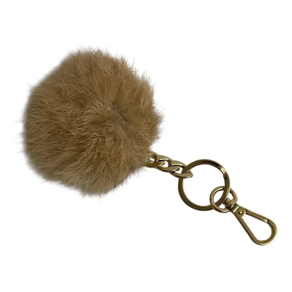 Michael Kors Pom Pom Keychain Womens Tan Gold